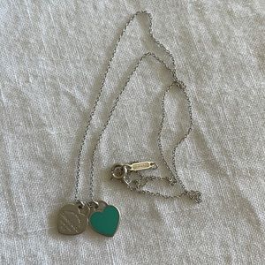 SOLD Tiffany Blue Double Heart Tag Pendant